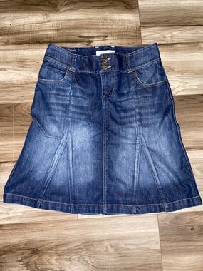 Maurices Blue Denim A-Line Skirt with Front Seams